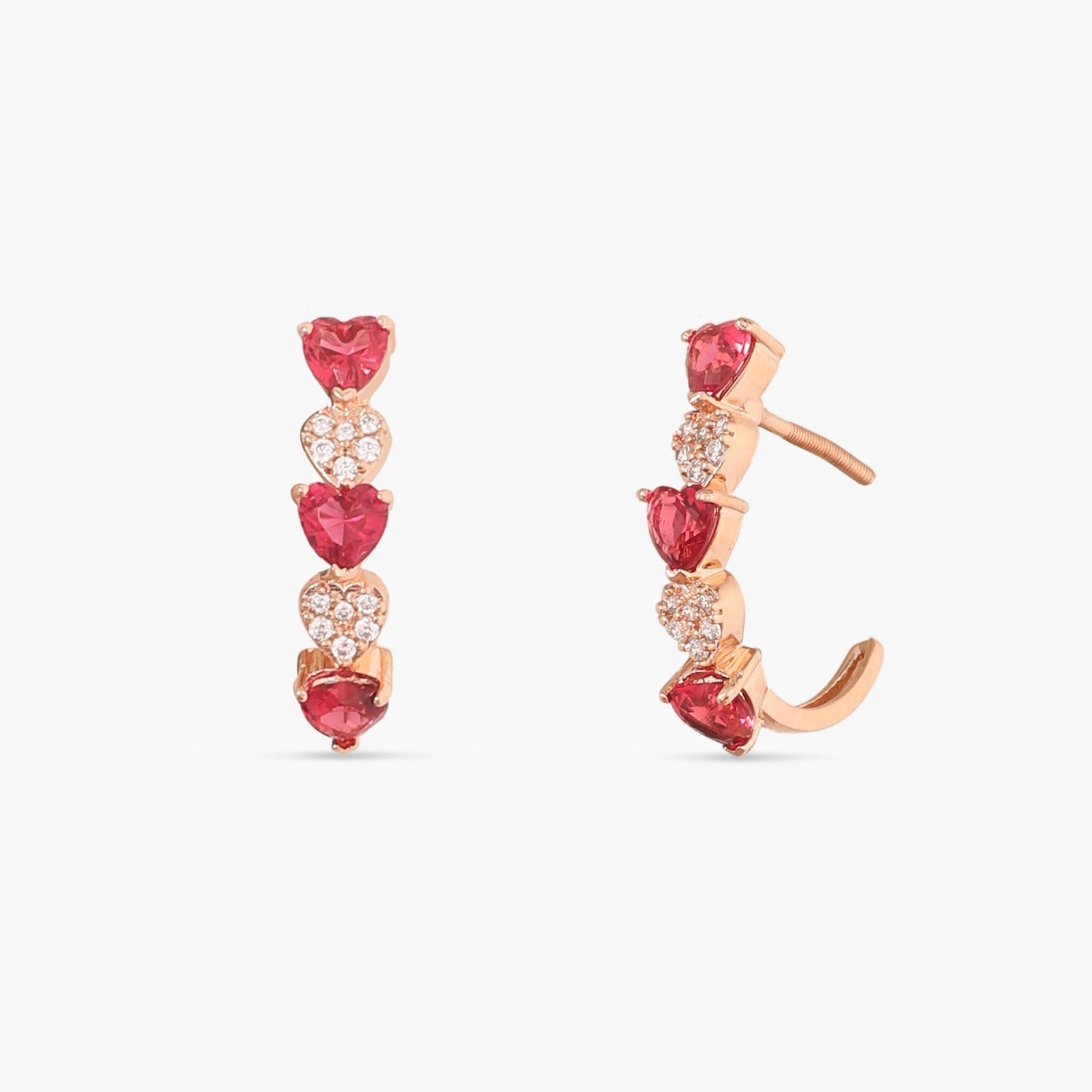 Earrings Heart CZ Silver Hoop Earrings