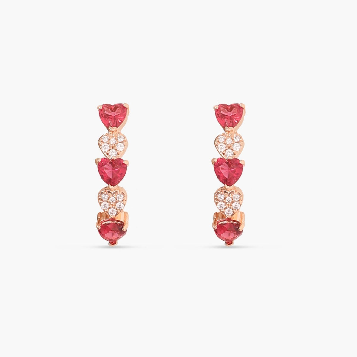 Earrings Heart CZ Silver Hoop Earrings