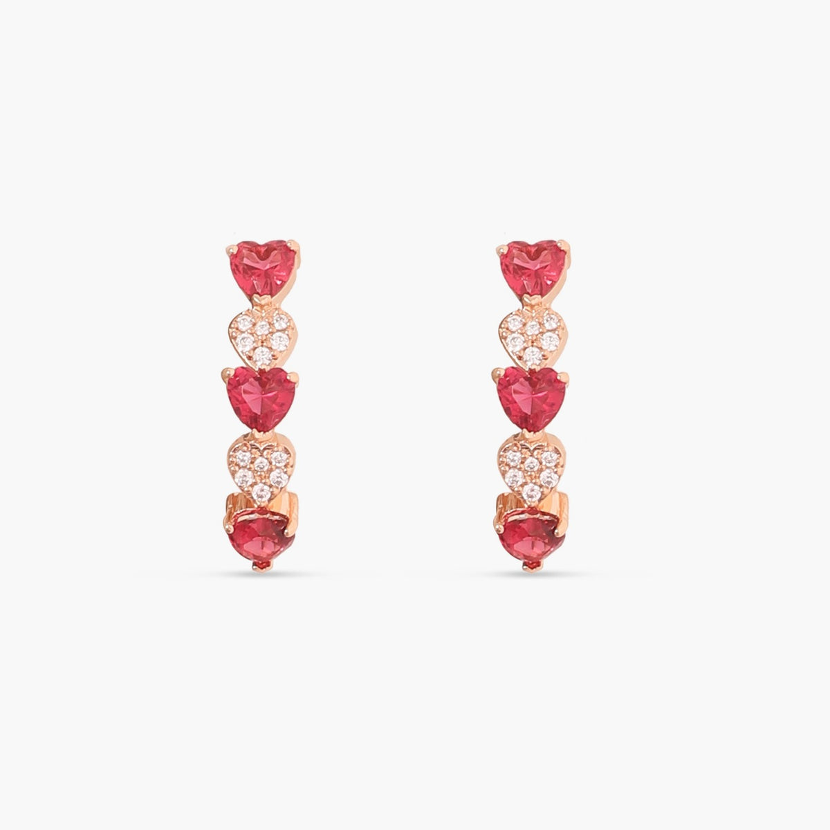 Heart CZ Silver Hoop Earrings