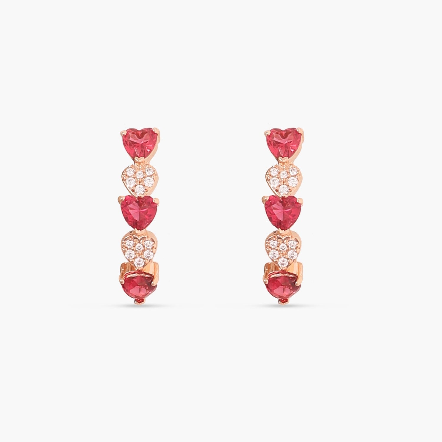 Heart CZ Silver Hoop Earrings