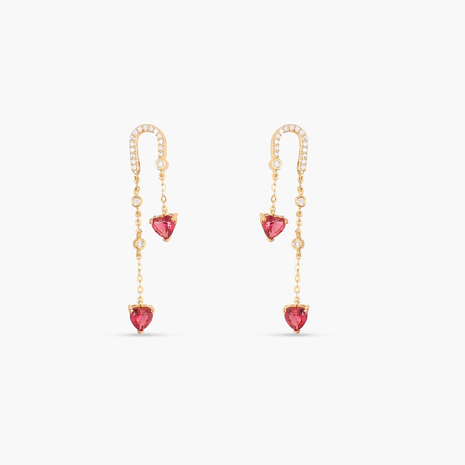 Heart CZ Charms Silver Drop Earrings