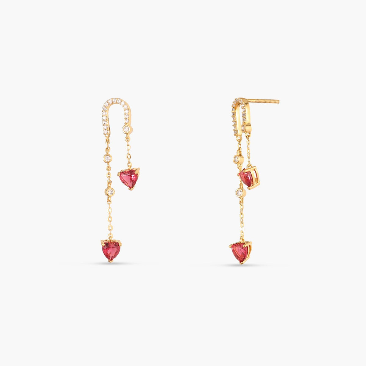 Heart CZ Charms Silver Drop Earrings