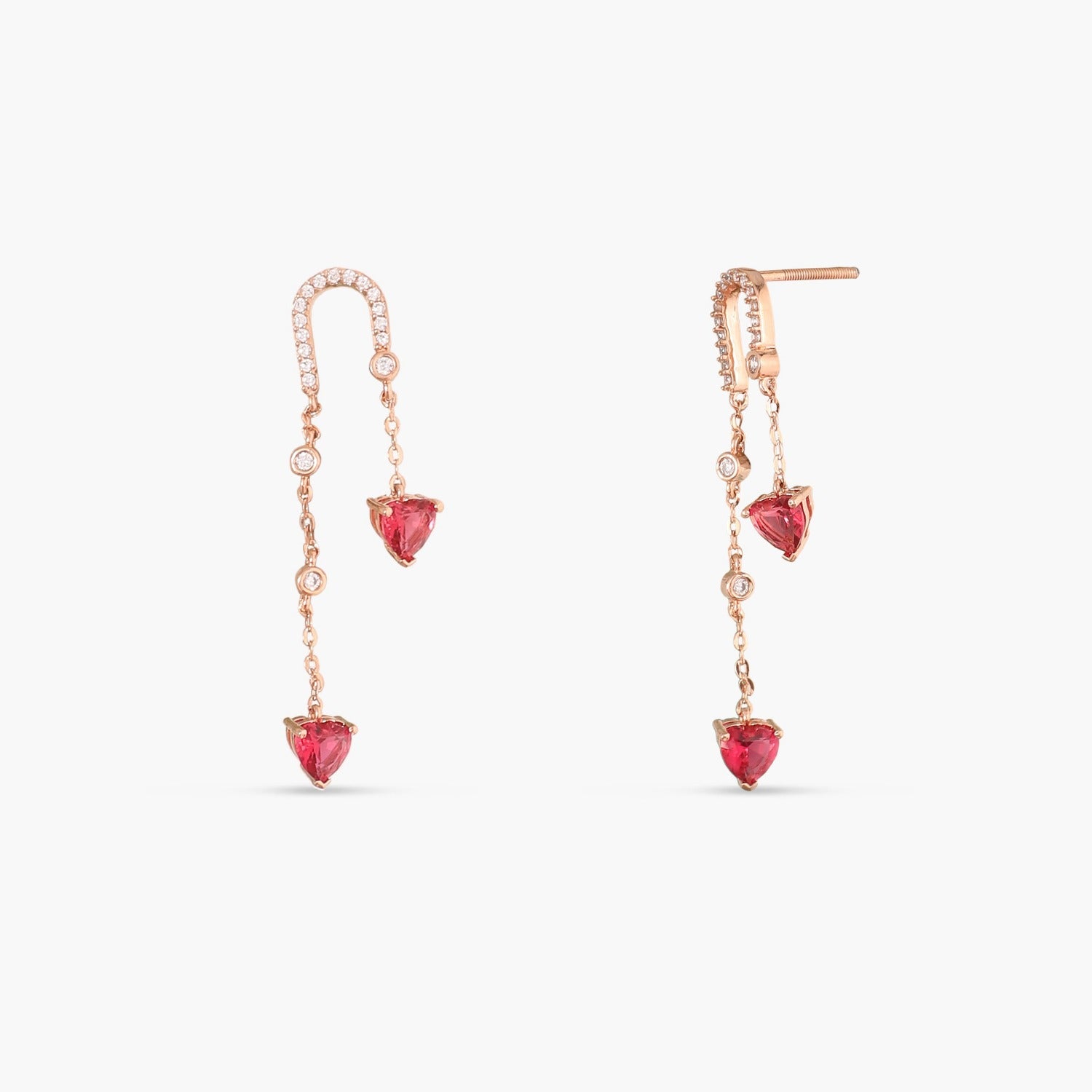 Heart CZ Charms Silver Drop Earrings