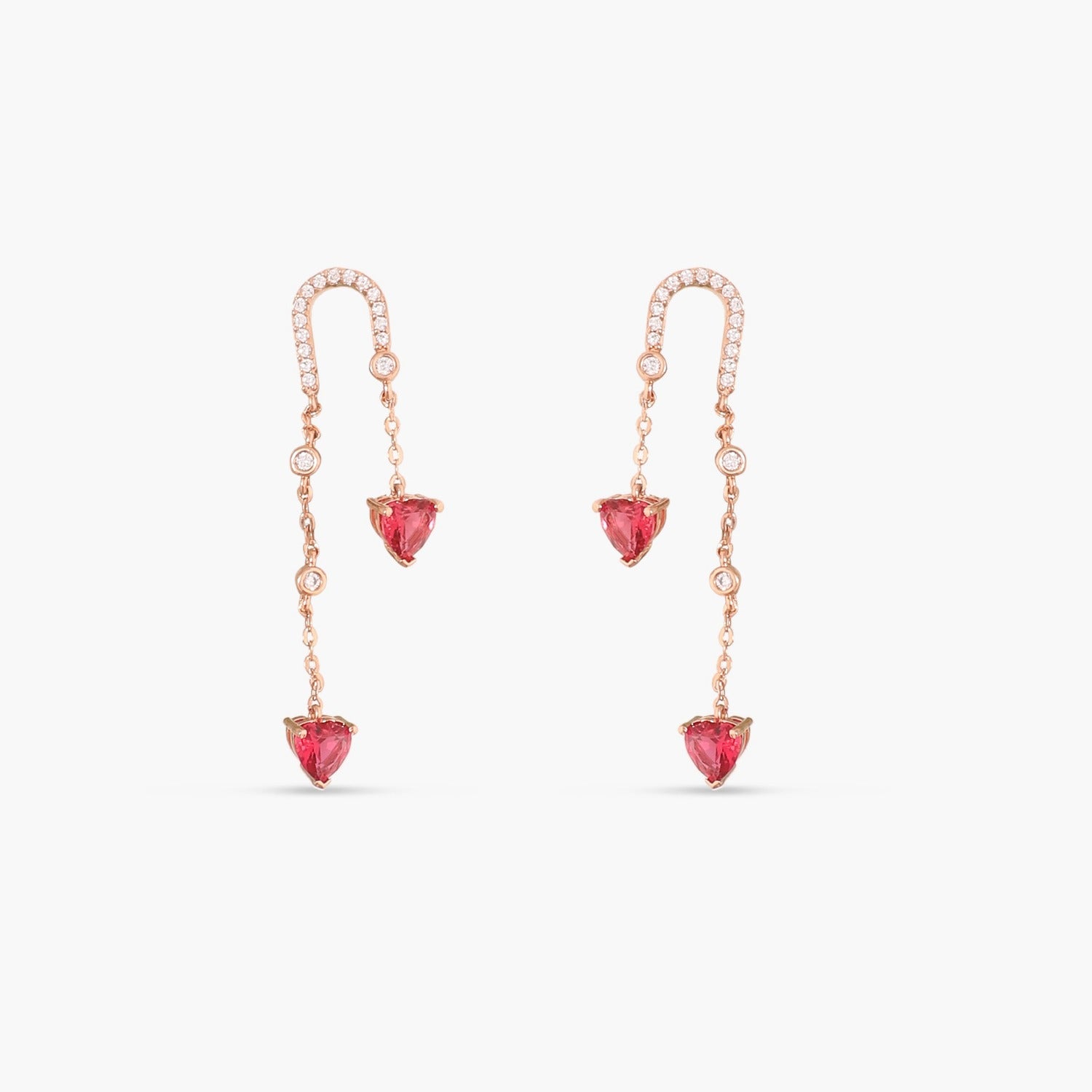 Heart CZ Charms Silver Drop Earrings