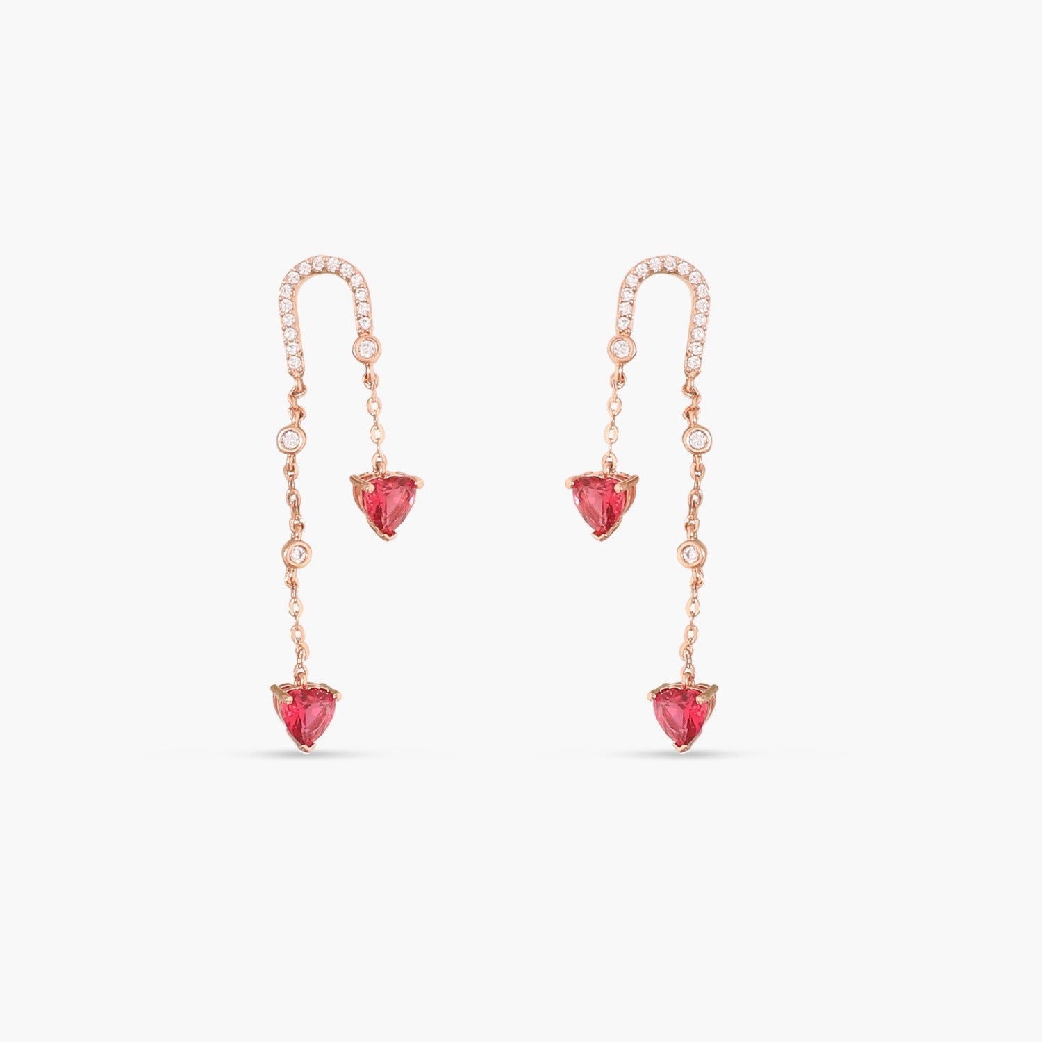 Heart CZ Charms Silver Drop Earrings