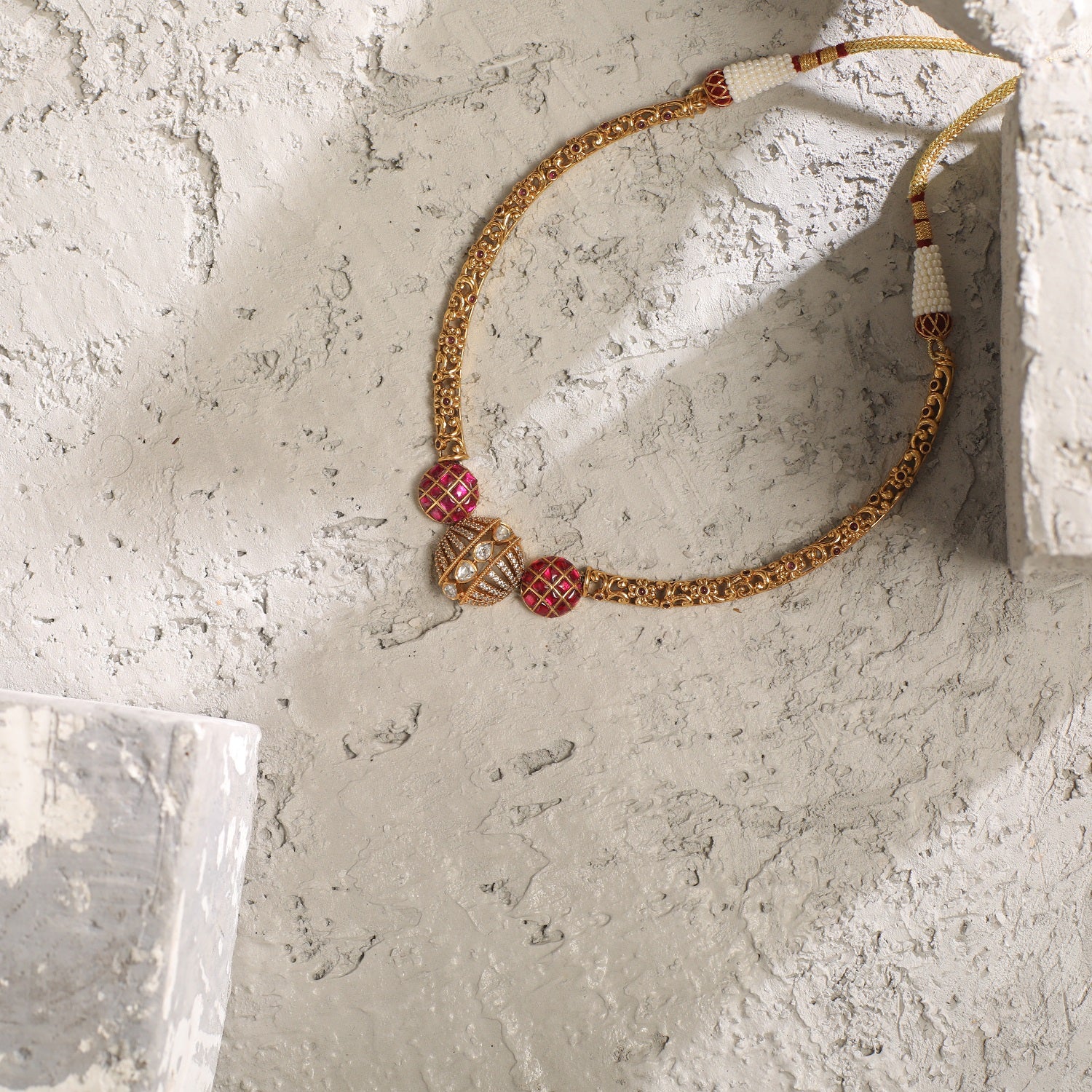 Necklaces Round Kempu Jadau Antique Hasli Necklace