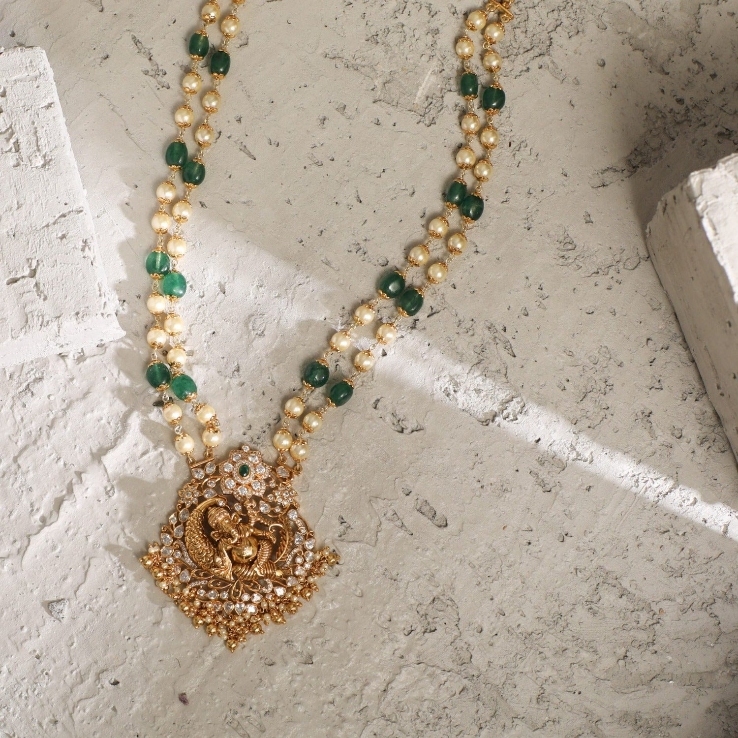 Vikata Antique Temple Beads Silver Necklace