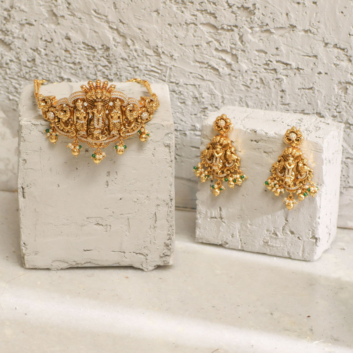 Ananta Temple Antique Silver Choker Set