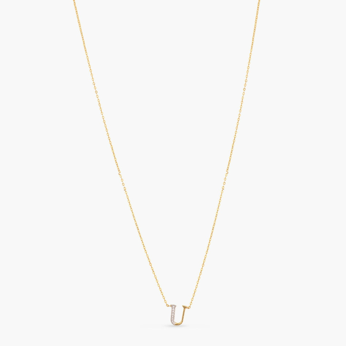 Letter U Alphabet Gold Plated Silver Necklace