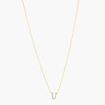 Letter U Alphabet Gold Plated Silver Necklace