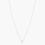 Letter U Alphabet White-Gold Plated Silver Necklace