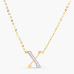 Letter X Alphabet Gold Plated Silver Necklace