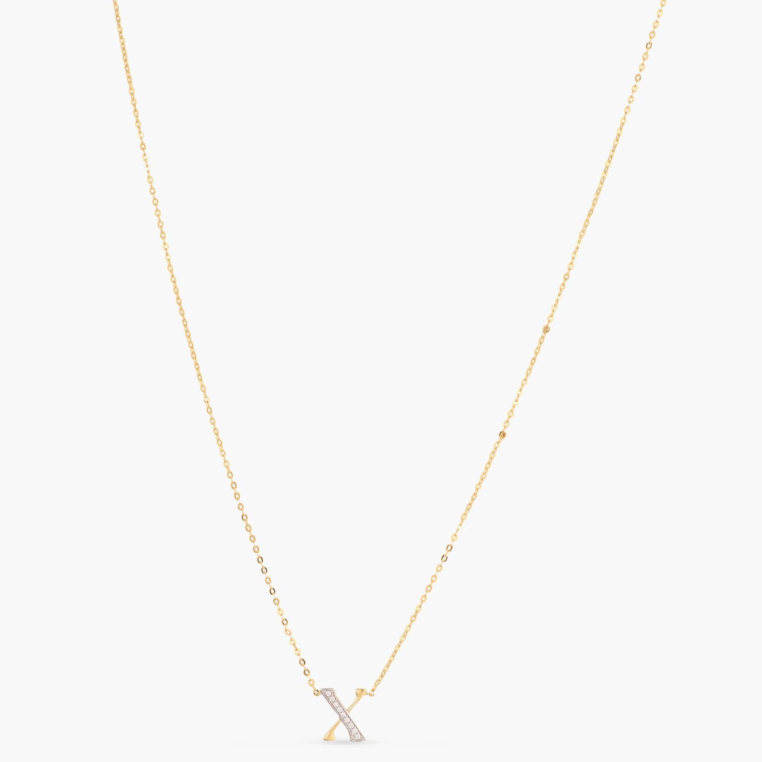 Letter X Alphabet Gold Plated Silver Necklace