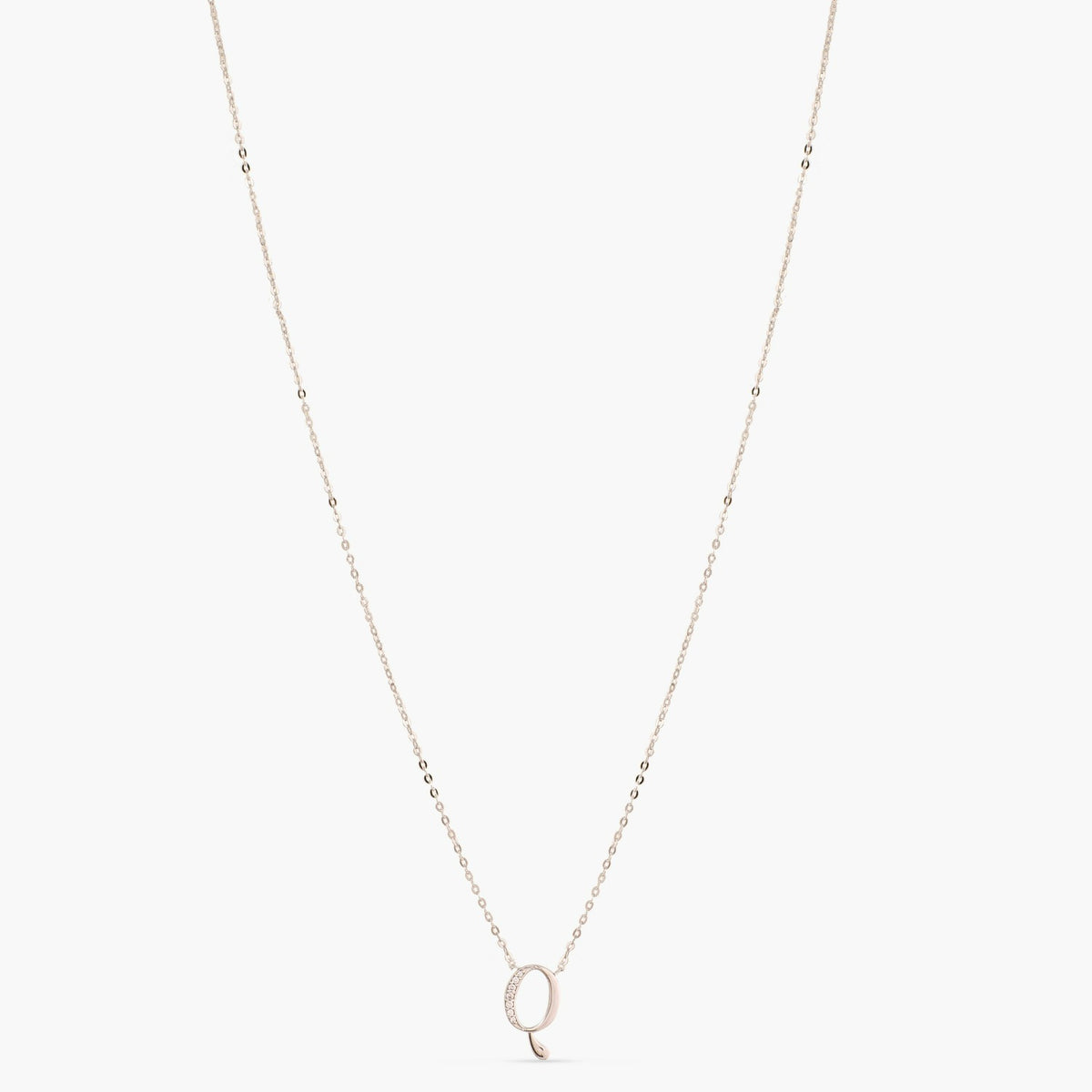 Letter Q Alphabet White-Gold Plated Silver Necklace