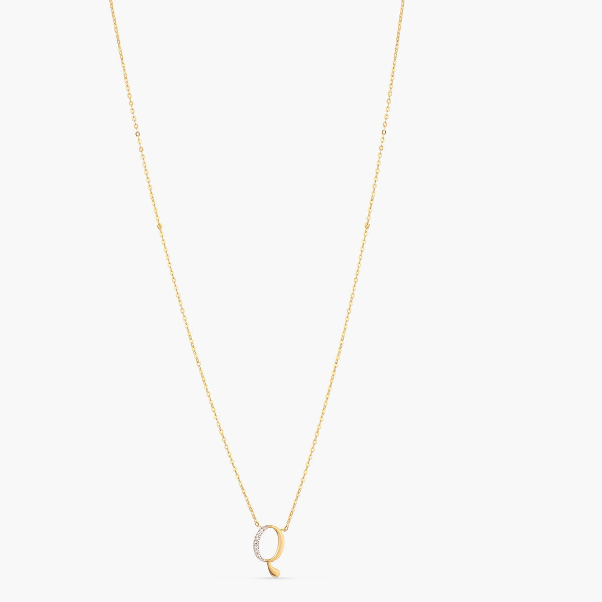 Letter Q Alphabet Gold Plated Silver Necklace