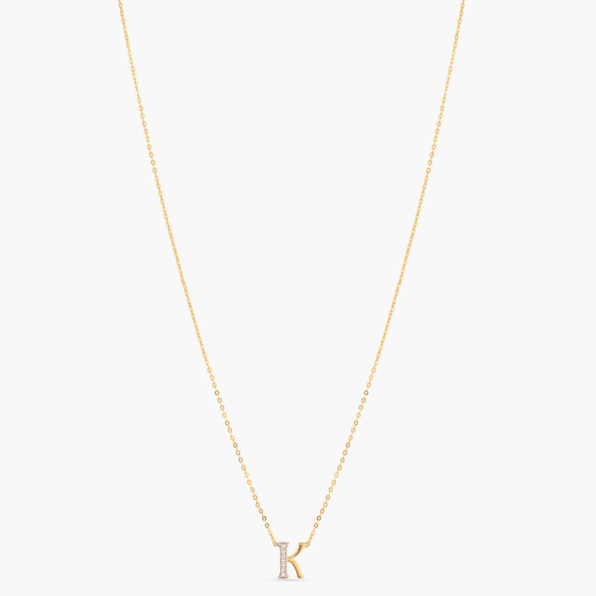 Letter K Alphabet Gold Plated Silver Necklace
