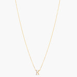 Letter K Alphabet Gold Plated Silver Necklace