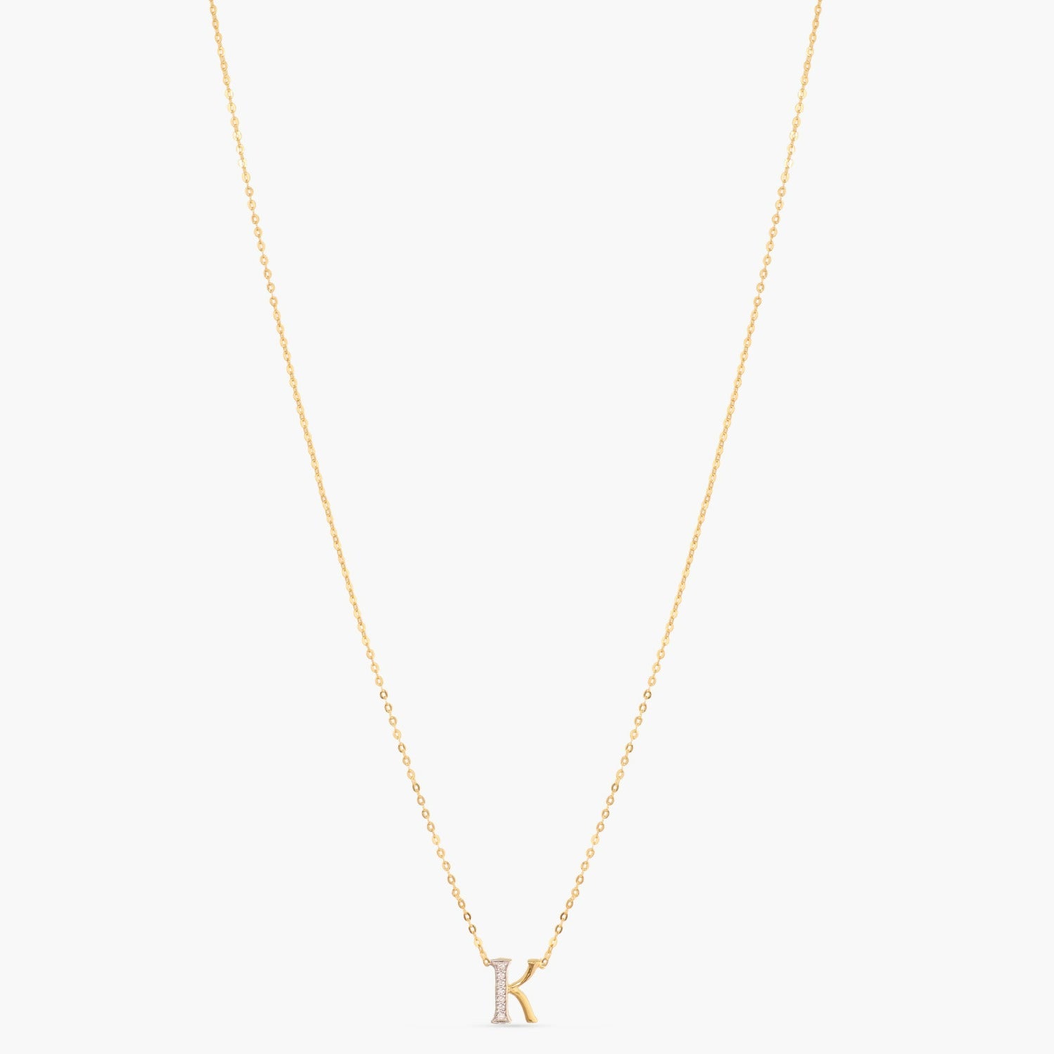 Letter K Alphabet Gold Plated Silver Necklace