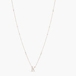 Letter K Alphabet White-Gold Plated Silver Necklace