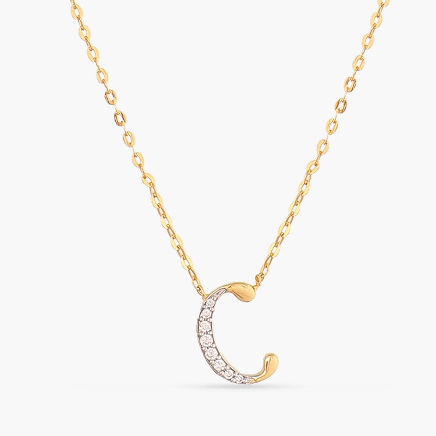 Letter C Alphabet Gold Plated Silver Necklace