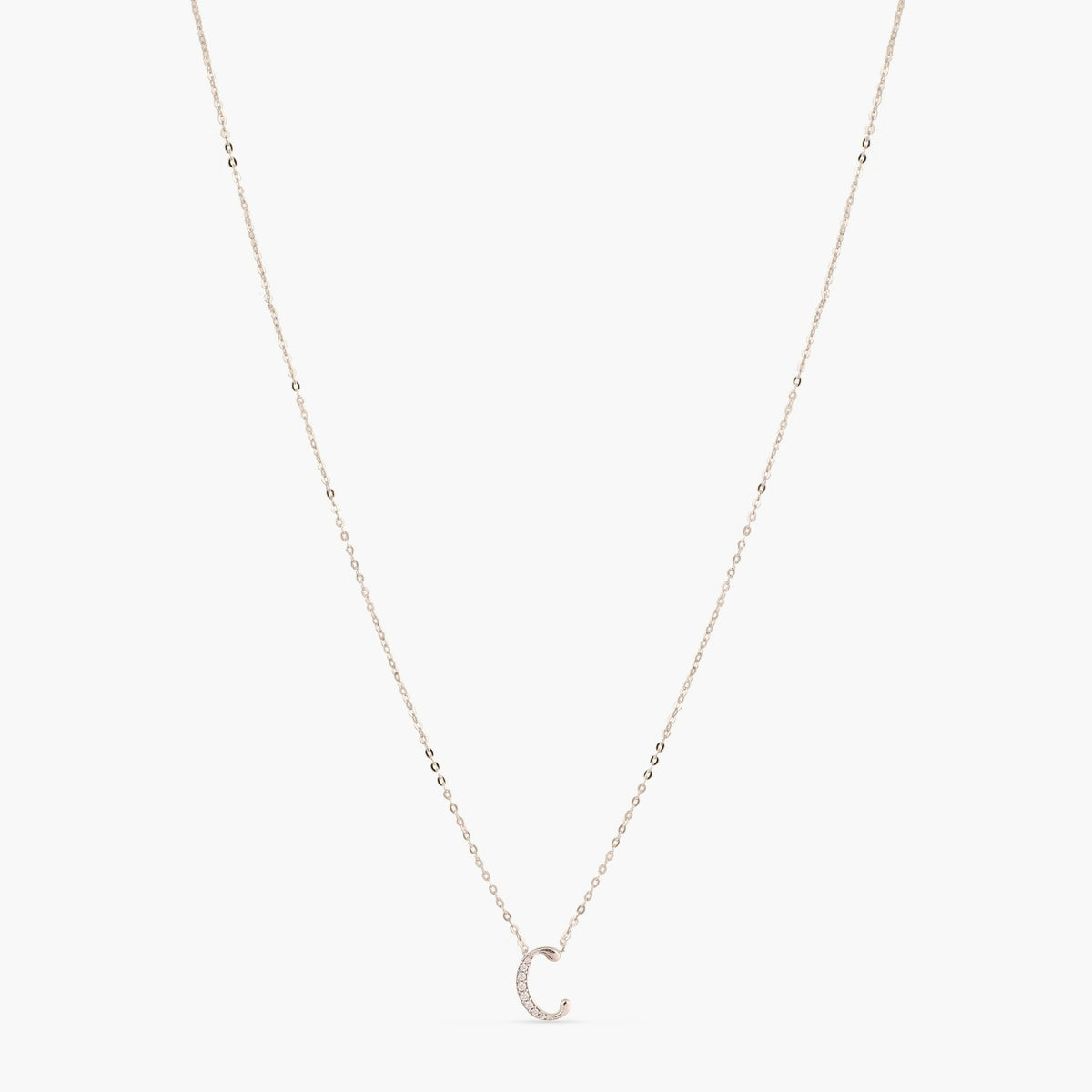 Letter C Alphabet White-Gold Plated Silver Necklace