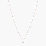 Letter C Alphabet White-Gold Plated Silver Necklace
