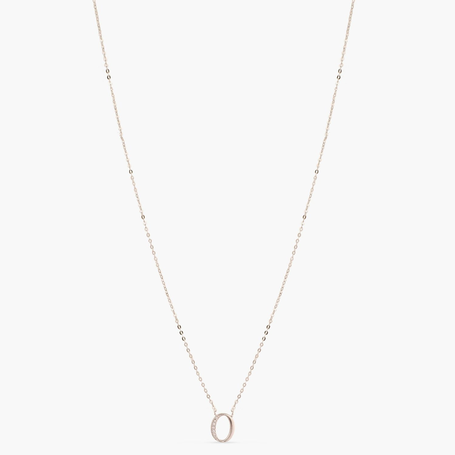 Letter O Alphabet White-Gold Plated Silver Necklace