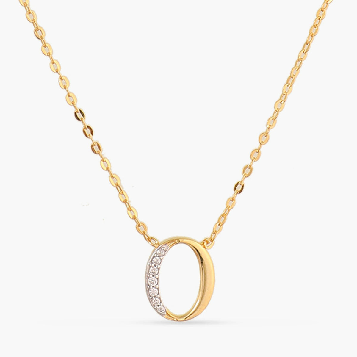 Letter O Alphabet Gold Plated Silver Necklace