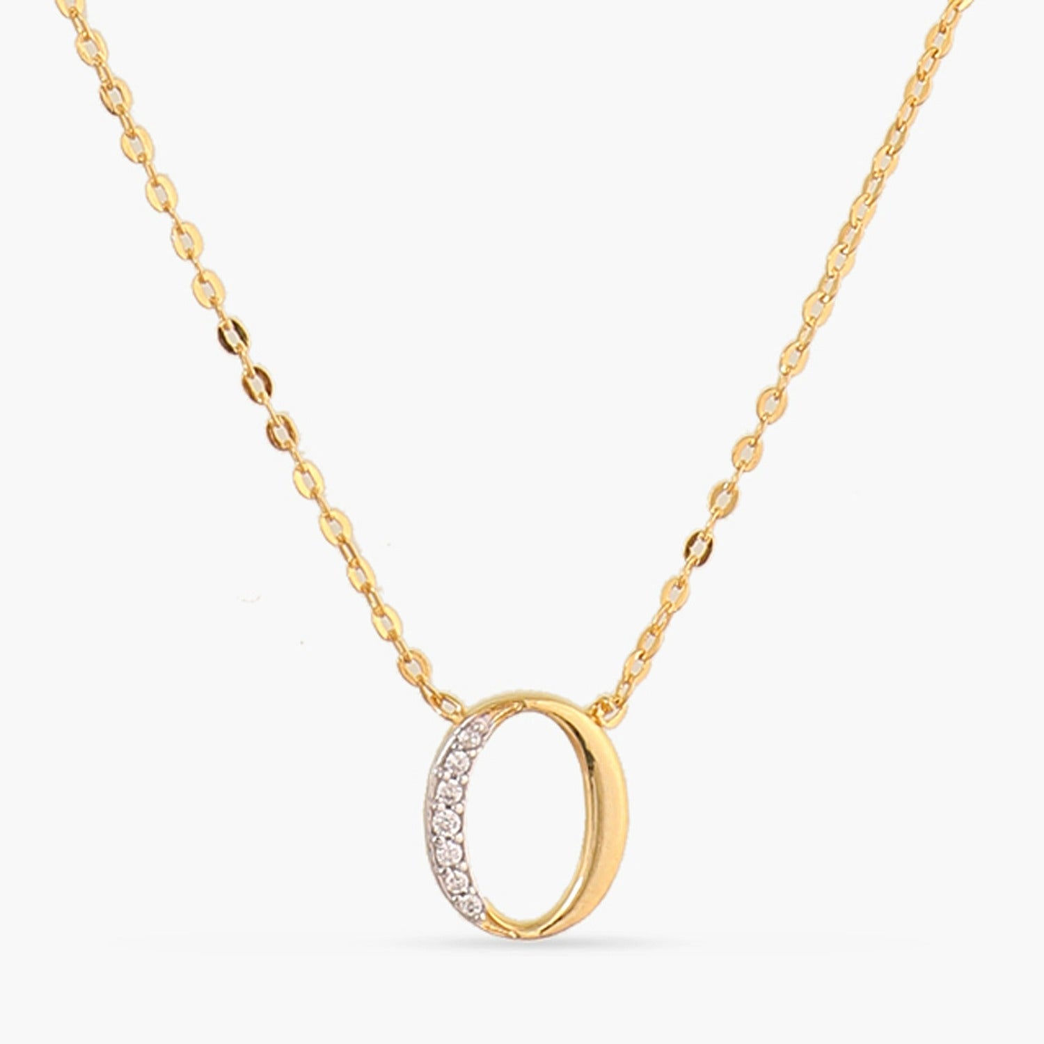 Letter O Alphabet Gold Plated Silver Necklace