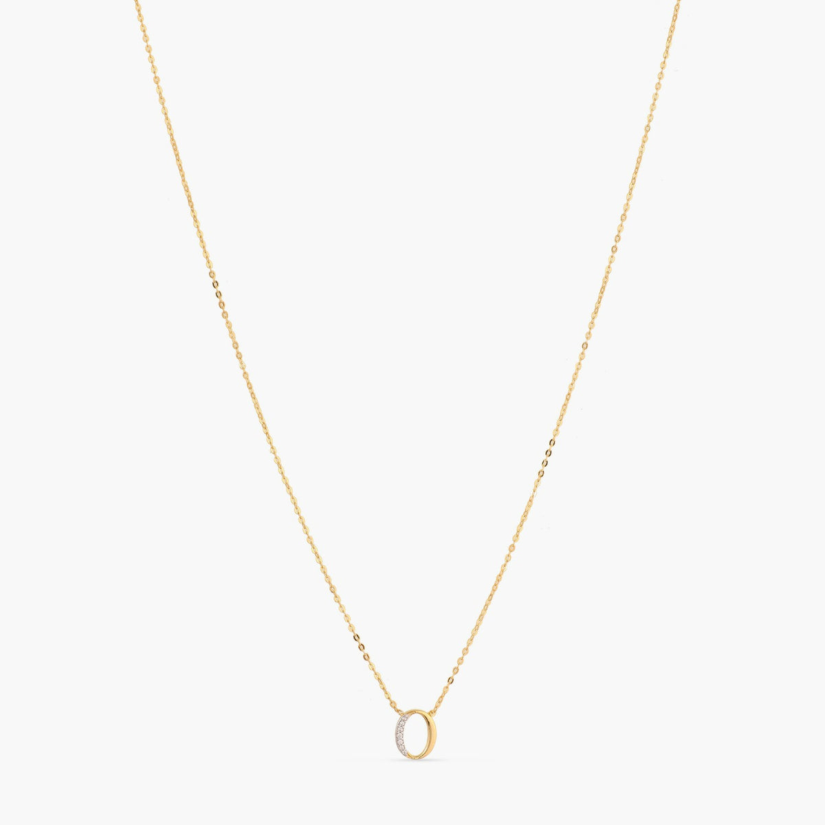 Letter O Alphabet Gold Plated Silver Necklace