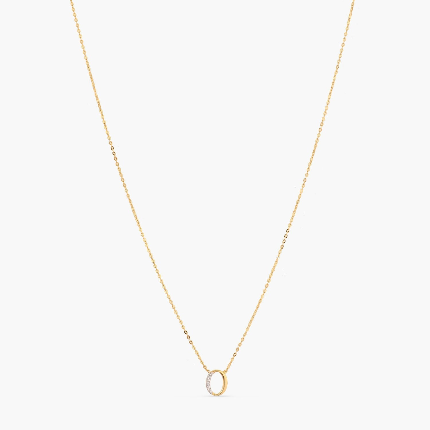 Letter O Alphabet Gold Plated Silver Necklace