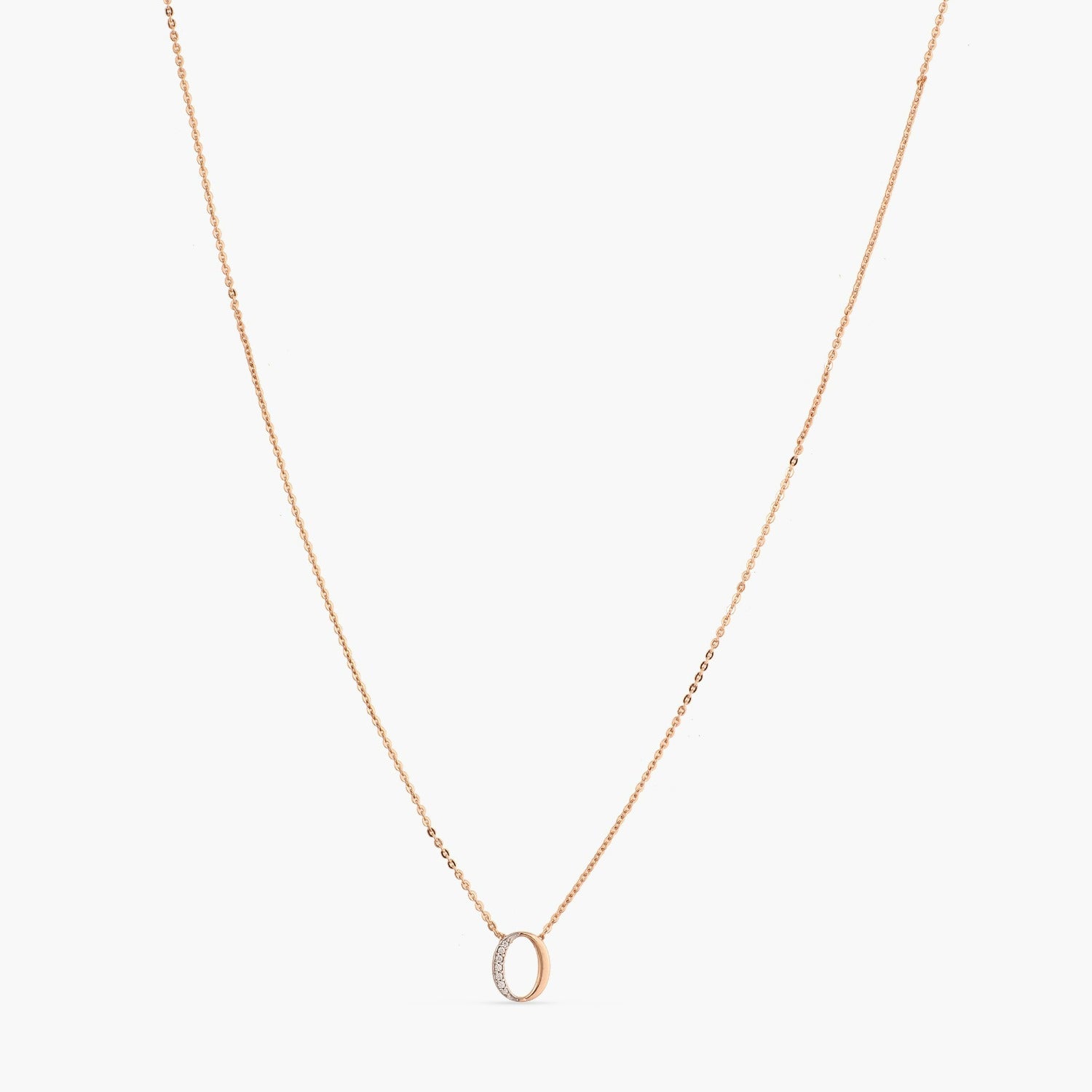 Letter O Alphabet Rose-Gold Plated Silver Necklace