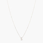 Letter S Alphabet White-Gold Plated Silver Necklace