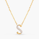Letter S Alphabet Gold Plated Silver Necklace