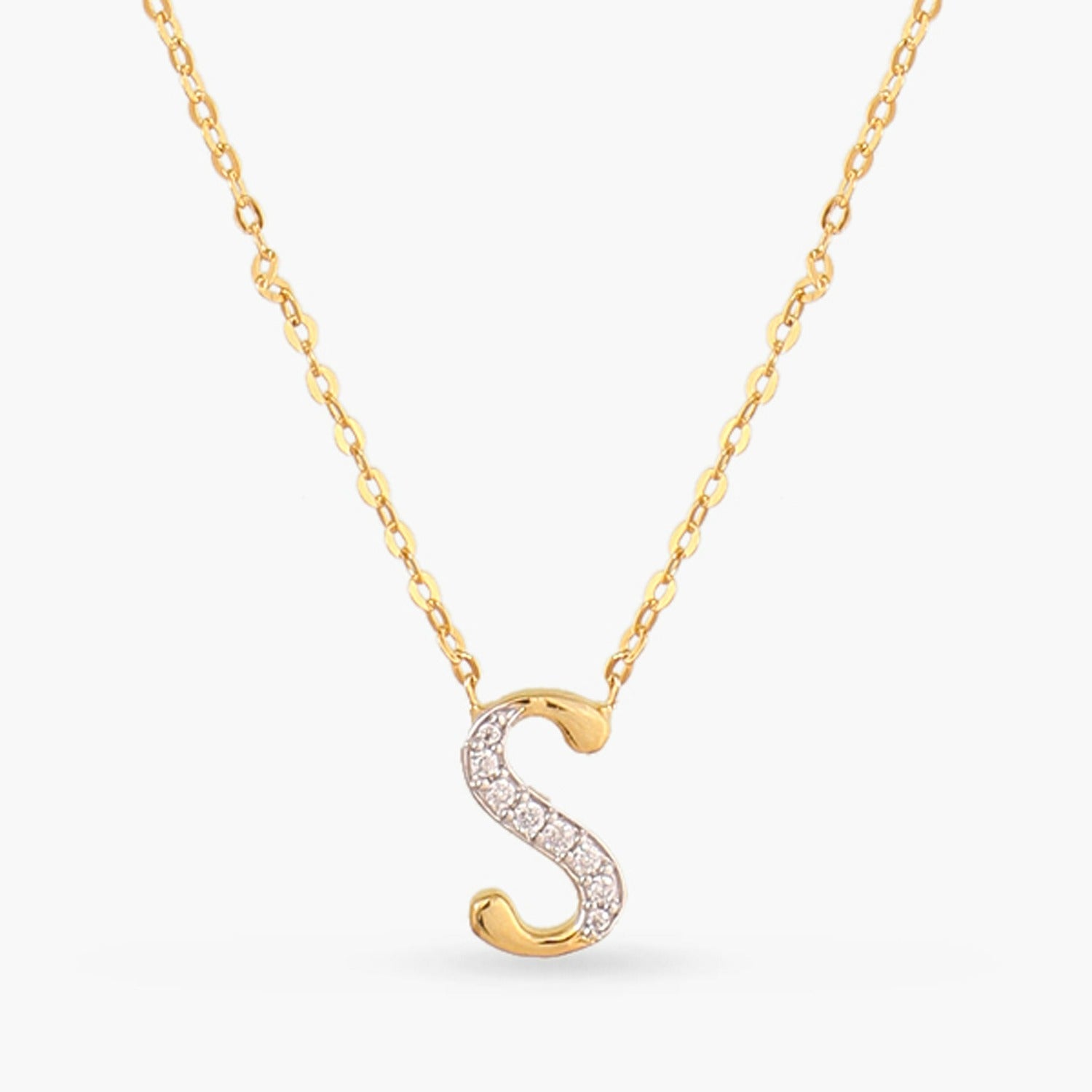 Letter S Alphabet Gold Plated Silver Necklace