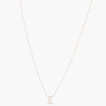 Letter E Alphabet White-Gold Plated Silver Necklace