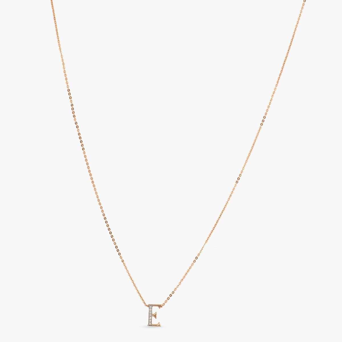 Letter E Alphabet Rose-Gold Plated Silver Necklace