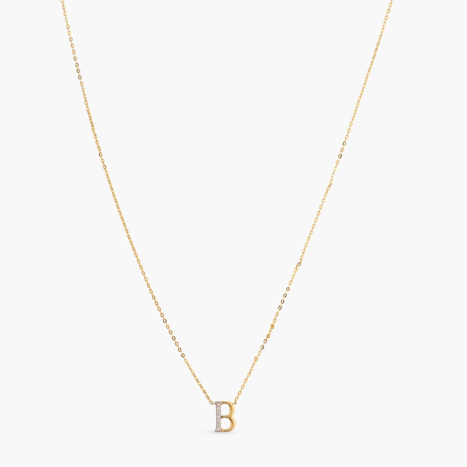 Letter B Alphabet Gold Plated Silver Necklace