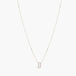 Letter B Alphabet White-Gold Plated Silver Necklace