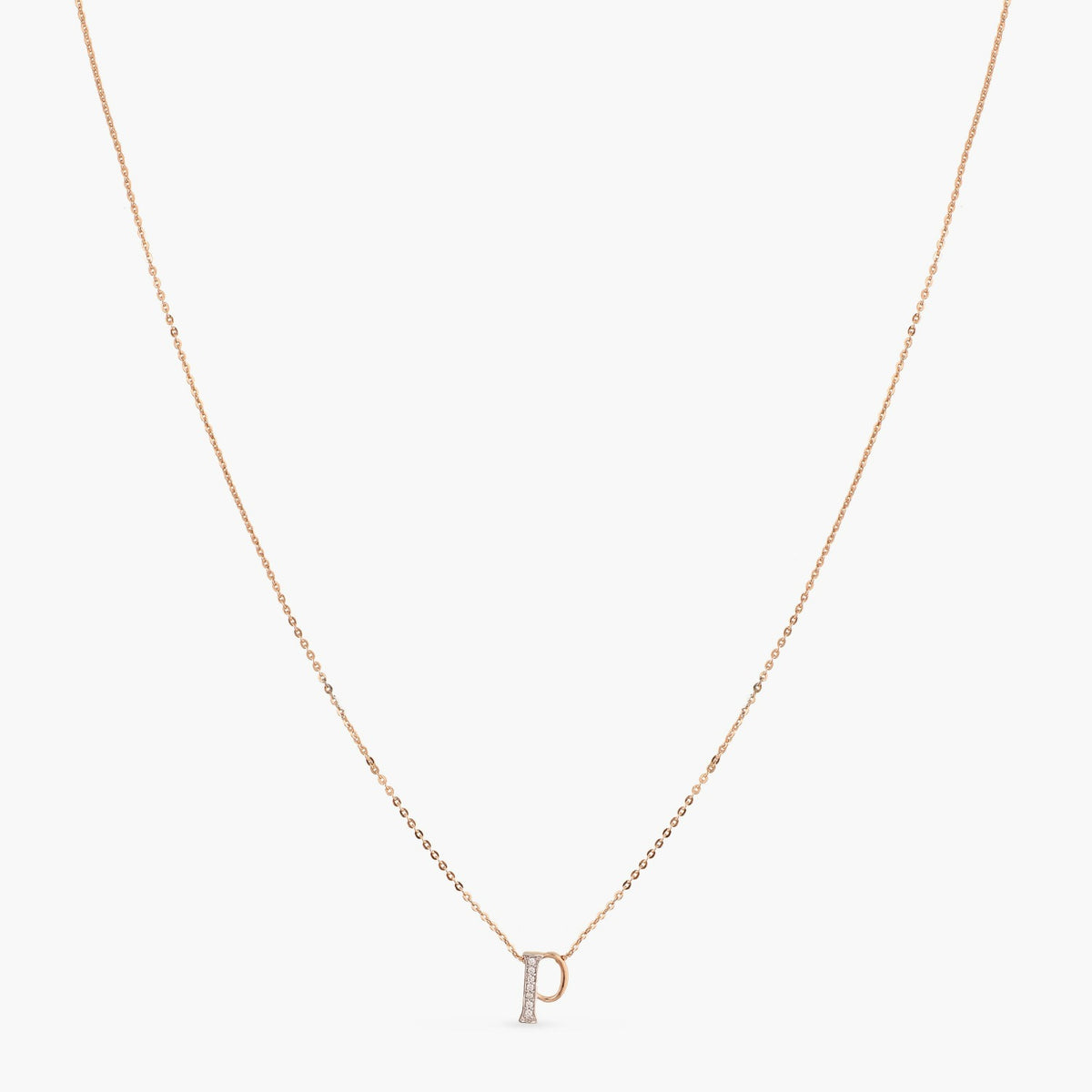 Letter P Alphabet Rose-Gold Plated Silver Necklace