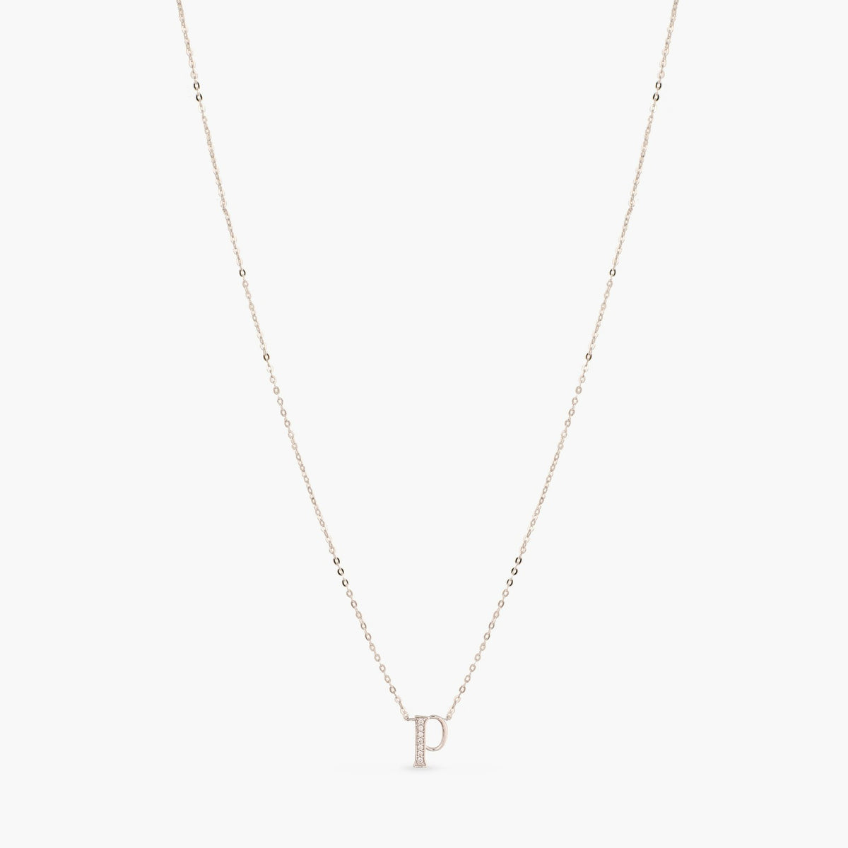 Letter P Alphabet White-Gold Plated Silver Necklace