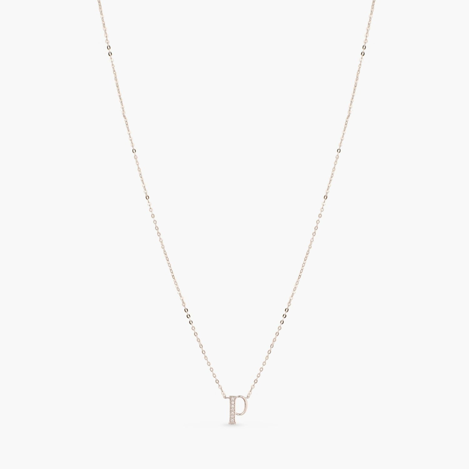 Letter P Alphabet White-Gold Plated Silver Necklace