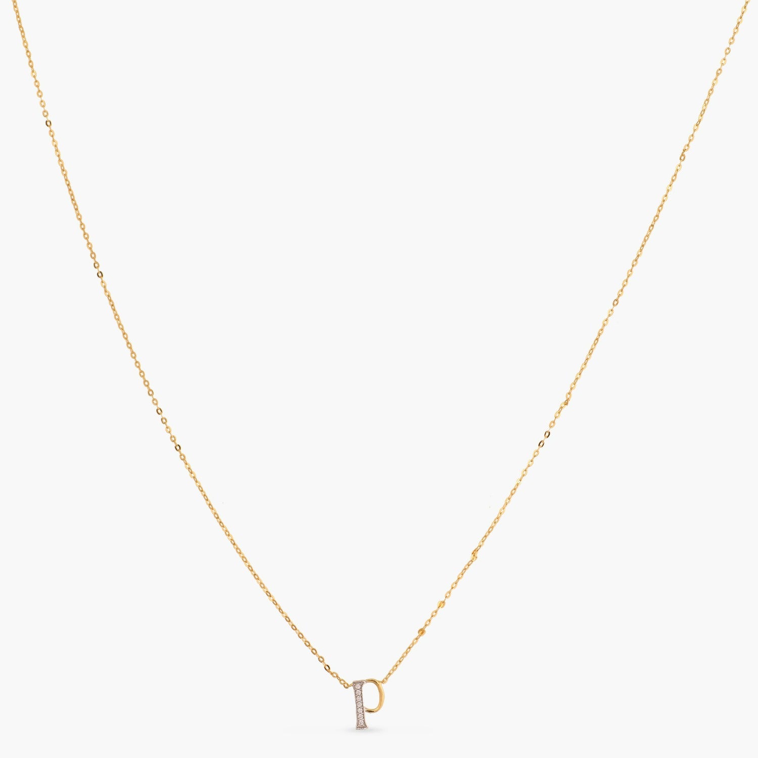 Letter P Alphabet Gold Plated Silver Necklace