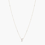 Letter F  Alphabet White-Gold Plated Silver Necklace