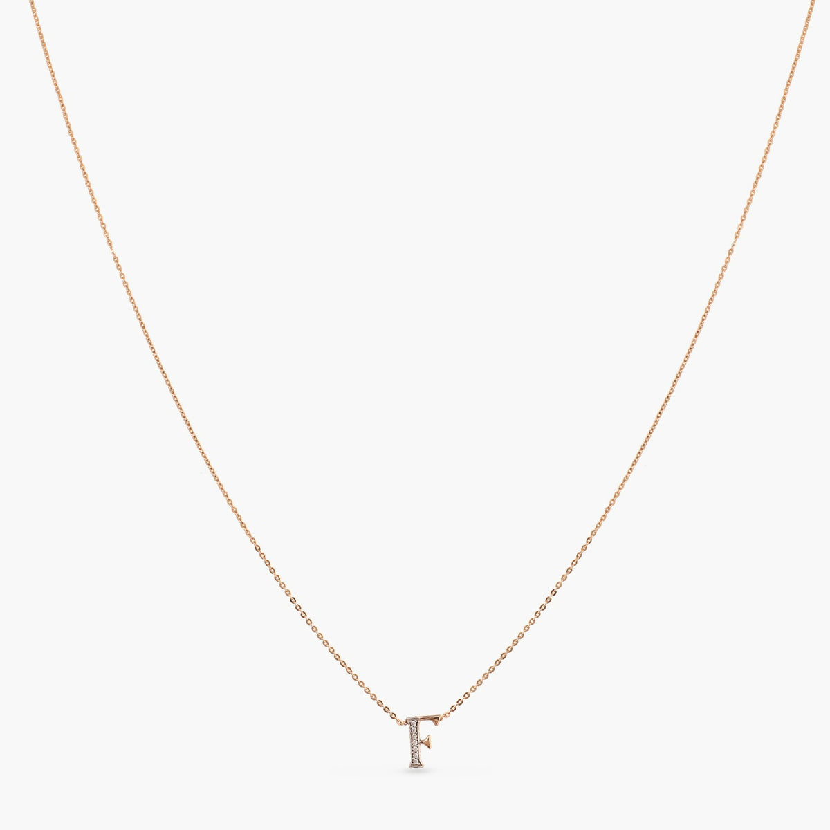 Letter F Alphabet Rose-Gold Plated Silver Necklace