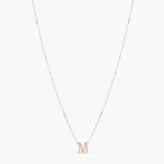 Letter M Alphabet White-Gold Plated Silver Necklace