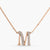 Letter M Alphabet Rose-Gold Plated Silver Necklace