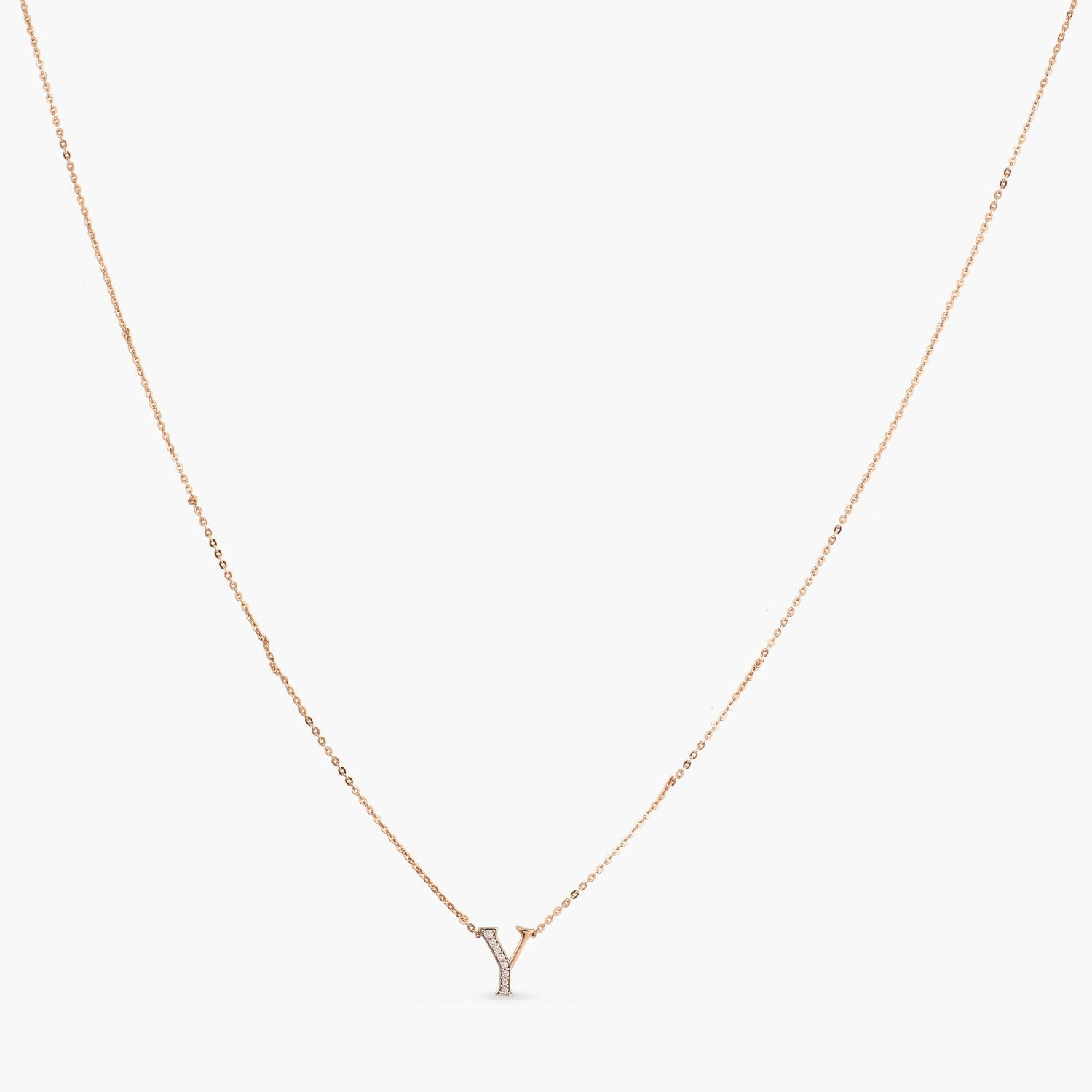 Letter Y Alphabet Rose-Gold Plated Silver Necklace