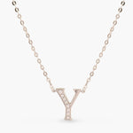 Letter Y Alphabet White-Gold Plated Silver Necklace
