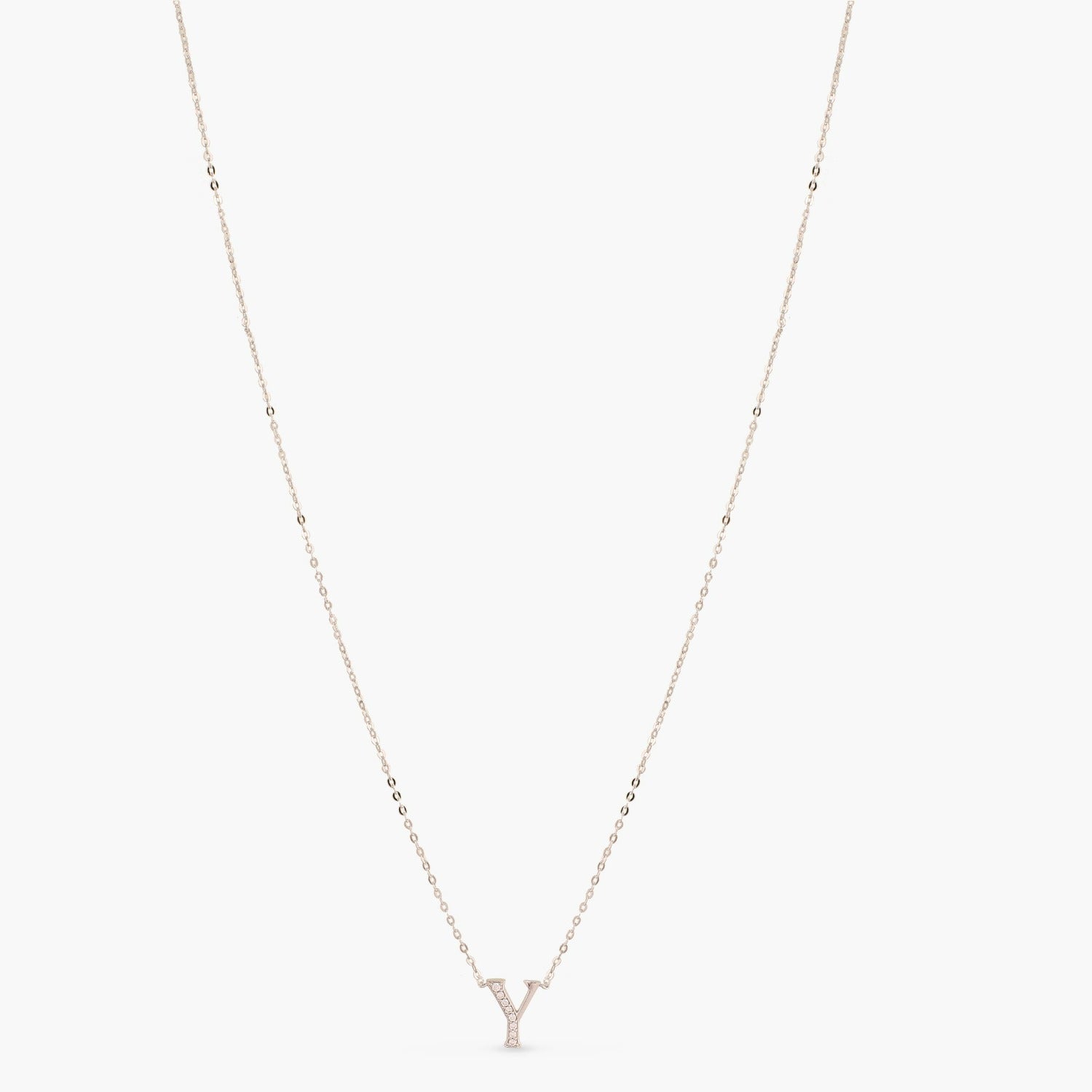 Letter Y Alphabet White-Gold Plated Silver Necklace